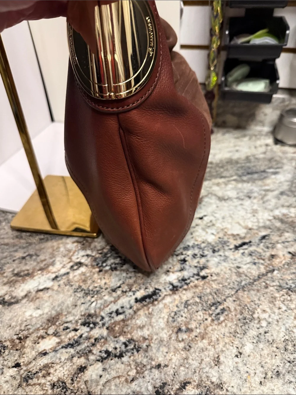 B. Makowsky Suede and Leather Gamma  Hobo Bag - Brown